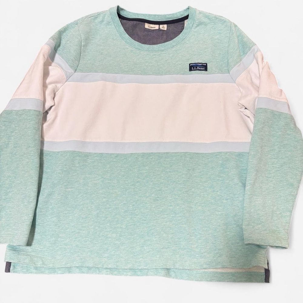 L.L.Bean striped rugby long sleeve classic nautical pullover shirt Size XL